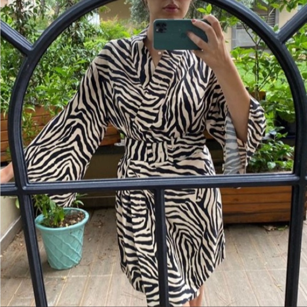 Zebra Print Kimono with detachable Belt